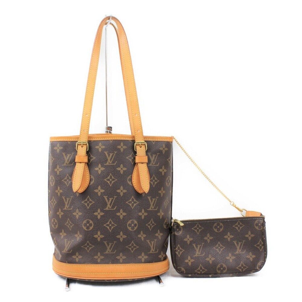 LOUIS VUITTON Bucket Monogram Brown Beige Canvas Handbag Shoulder Bag Classic